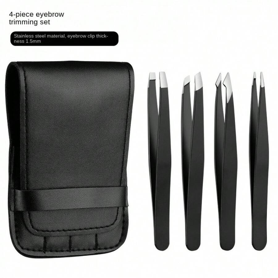 专业不锈钢眉毛镊子和睫毛镊子套装，眉毛脱毛，面部脱毛工具，家用 - 彩色 - 查看 1