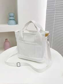 1PC Women's Personalized Ins Canvas Bag, Fashionable And Versatile Commuting Shoulder Bag For Work, Portable Multi-Pocket Storage Bag, Large-Capacity Student Book Handbag With College Style,All-Purpose,Large Capacity,Versatile,Multifunction,Colorful,Cute,Adorable,Contracted,Funny,Kawaii,Y2K,Minimalist,Commuting,Business Casual,Basics,Custom,Personalized,Unique,Customized,Ideal Gifts For Him,Ideal Gifts For Her,Her,Family,Friends,Girlfriend,For Anniversaries,For Birthdays,For Holiday/ Vacation,For Outdoors/Outings/Travel/Hiking/Stadium/Sports/Climbing,For Business/Commute/Work/Office