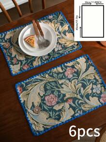 1/4/6/12 piezas Manteles individuales con estampado de flor de tulipán, estilo vintage pastoral americano para decoración de cocina, mesa de comedor para reuniones festivas, fiestas de cumpleaños, decoración del hogar, dormitorio, jardín, todo el año