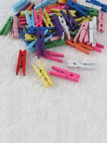 50pcs Handmade Natural Wooden Clips, With Slightly Different Clip Sizes, Wood Grain Pattern Is Normal, Decorative Wooden Clips/Photo Clips/Sealing Clips