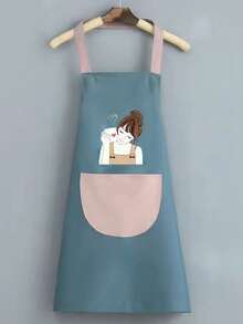 1件可调节颈部厨房围裙，防水防油，带1个口袋，男女通用，适合厨房和餐饮业使用