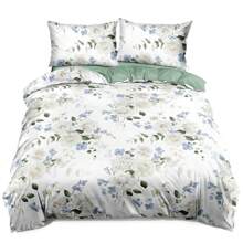 Juego de ropa de cama de 2/3 piezas con estampado de flores y plantas en 3D, juego de edredón con estampados florales frescos para compartir entre dormitorio y habitación, juego de edredón de decoración para el dormitorio (Tamaño 135x200 solo 1 funda de almohada)