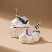 1pc Natural Crystal Stone Agate Cave Paired With Alloy Miner Figurine Collection Gifts
