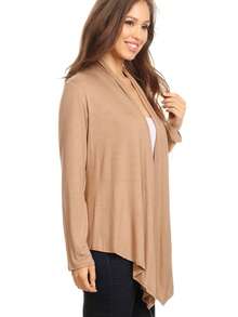 Casual Solid Long Sleeve Drape Open Front Cardigan Lightweight Layering Essential For Everyday Wear  Casual    Asymmetrical    Daily - 譚 - 查看 4