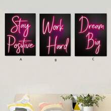 1pc/3pcs Set Modern Energize & Inspire Vibrant Neon Inspirational Posters,Room Decor, Gift For Friends Kits Wall Arts Decor, For Living Room, Bedroom, Office, Bar Wall Decor,Frame,Frameless.