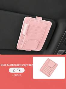 1pc Car Sun Visor Storage Bag, Sun Visor Bracket, Multi-Pocket Car Sun Visor Organizer Bag, Car Truck SUV Storage Bag, Multifunctional Car Interior Accessories Storage Bag, Sun Visor Storage Bag, Can Hold Fashion Glasses, Documents, Cards, Pens, Driver's License, Etc. - Black - View 9