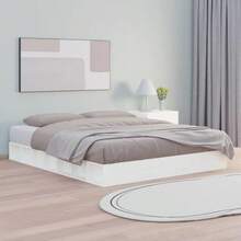 Bed Frame White Solid Pine Wood, Plywood 59 X 79 In Bed Frame-1460 - Multicolor - View 1