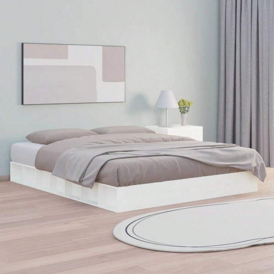 Bed Frame White Solid Pine Wood, Plywood 59 X 79 In Bed Frame-1460 - Multicolor - View 1