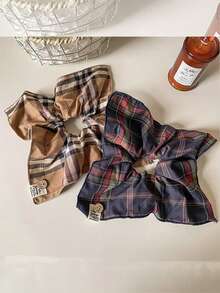 topshiny 复古格子纽扣装饰发圈，女士发饰，发圈，发球，休闲，洗脸，头饰