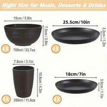 16 PCS Dinnerware Set, Plates And Bowls, Cup, Service For 4 – Minimalist Round Style, Microwave & Dishwasher Safe. - 16件 - 查看 5