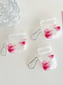 Fresh Sweet Pattern Realistic Hibiscus Flower Transparent Earphone Case, Including 1 Earphone Case Buckle, Compatible With AirPods Case, Headphones, AirPods Pro (2nd Gen), AirPods 3, AirPods Pro, AirPods 1/2, AirPods 4