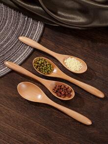 4PCS Small Wooden Spoons, 5.7Inch/14.5cm Honey Spoons For Tea, Wooden Honey Teaspoons For Coffee, Little Tiny Schima Wood Spoons, Mini Table Spoons For Jar & Condiment, Wooden Spoons For Eating,School Supplies - Apricot - View 1