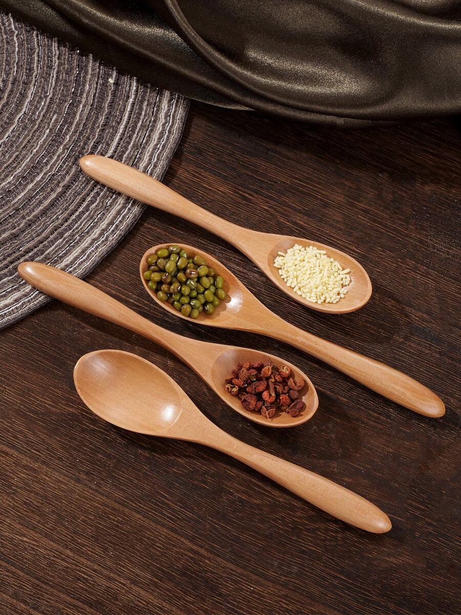 4PCS Small Wooden Spoons, 5.7Inch/14.5cm Honey Spoons For Tea, Wooden Honey Teaspoons For Coffee, Little Tiny Schima Wood Spoons, Mini Table Spoons For Jar & Condiment, Wooden Spoons For Eating,School Supplies - Apricot - View 1