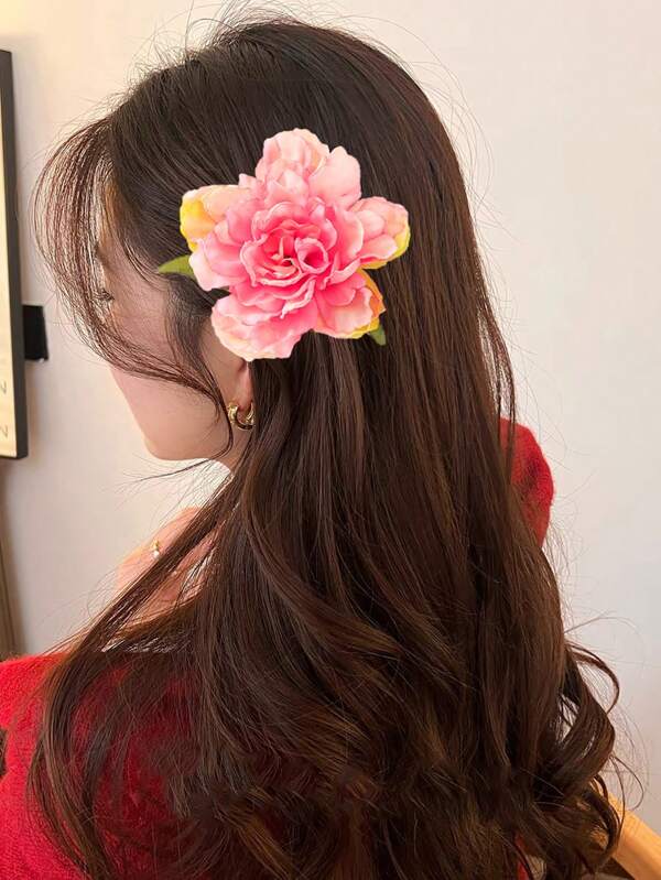 1pc Vacation Style Orchid Flower Hair Clip, Suitable For Travel & Photography Claw Clips Hair Slide Hair Barrettes