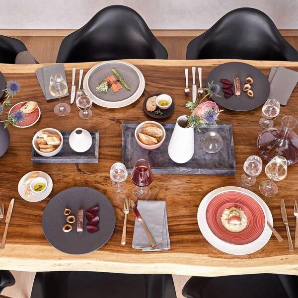 1pc Vintage Rock Pattern Ceramic Western Dinner Plate, Soup Bowl, Fish Plate, Steak Plate, Matte High-End Black And White Tableware