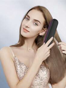 Brosse lissante sans fil, peigne chauffant portable à ions négatifs avec longue durée de vie de la batterie, rechargeable via USB, chauffe rapidement avec 3 réglages de température, anti-brûlure, arrêt automatique en 12 minutes, pour le voyage (2600 mAh)