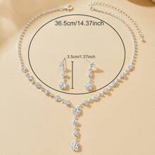 Set de 3 piezas con collar y aretes de joyería con forma asimétrica minimalista, con diamantes y garra de cobre, adecuado para usar en fiestas