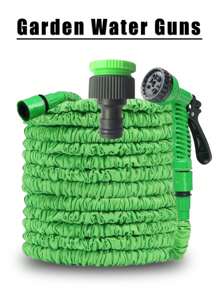 1 Piece / 7.6 Meters - 1 Hose + 1 Nozzle / 15.2 Meters - 1 Hose + 1 Nozzle / 30.5 Meters - 1 Hose + 1 Nozzle, Green Garden Hose Gun, Flexible High Pressure Sprayer For Car Washing, Suitable For Garden, Retractable Multifunctional Water Gun
