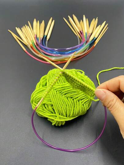 Druty dziewiarskie o długości 40 cm, 18 szt./zestaw, okrągłe, miękkie, z bambusowymi uchwytami (kolor losowy), zestaw narzędzi dziewiarskich, świetny prezent na Halloween, Nowy Rok, Boże Narodzenie, dla mamy i żony