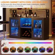 Huisuilinss Wine Bar Cabinet Liquor Cabinet With Led Lights And Glass Holder Home Coffee Bar Cabinet Kitchen Buffet Sideboard With Storage Shelves Modern Wine Cabinet For Dining Room - Xem 8