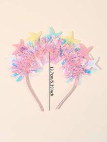 1 件闪光海星头带，适合女孩，闪亮多彩海星发带，可爱甜美海星海洋头带，海滩度假海洋风格头饰，儿童发饰 - 彩色 - 查看 4
