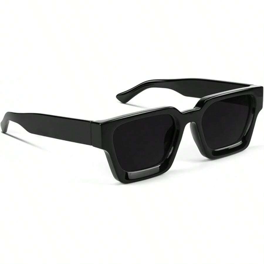 Square Men Women Fashion Thick Rectangle Glasses Shades Designer Style - 黑色 - 查看 1