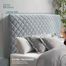 1PC Solid Color Bed Headboards Covers, High Elasticity Dustproof Protective Bed Headboard Slipcover, Skin-Friendly & Soft,For Single And Double Beds 1pc Thickened Linen Headboard Cover - Light Grey - View 18
