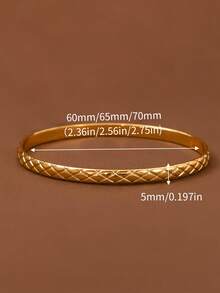 1/3/6 piezas Brazalete con textura de diamante exquisita, chapado en oro de 24K, opciones de diámetro de 60mm/65mm/70mm, adecuado para uso diario de mujeres, sin empaque - Dorado - Ver 5
