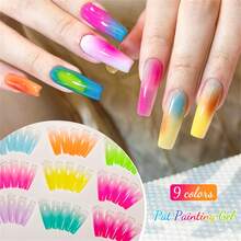 MEET ACROSS 9色点涂凝胶指甲油，荧光霓虹色点涂胶，罐装高饱和度流行半固态指甲油胶，美甲沙龙专用美甲用品 - 彩色 - 查看 3