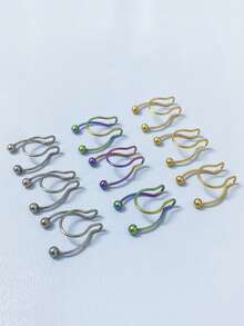 2 件/8 件金色仿鼻环无需穿孔假鼻环鼻袖夹鼻环无需穿孔鼻环 - 彩色 - 查看 4