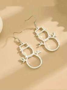 2pcs Fashionable Cute Snowman Hollow Dangle Earrings For Women - Snowman Earrings - View 4