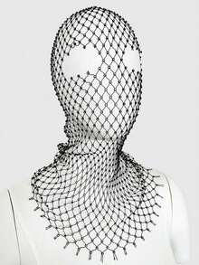 Fashion Accessories Rhinestone Stretch Mesh Hood Hood Bandana Holiday Carnival Flash Rhinestone Mask Woman - Black - View 14