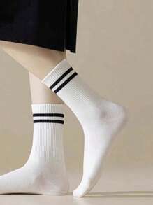 6 pares de meias altas femininas, meias esportivas finas, de cor sólida e longas, adequadas para primavera, verão e outono