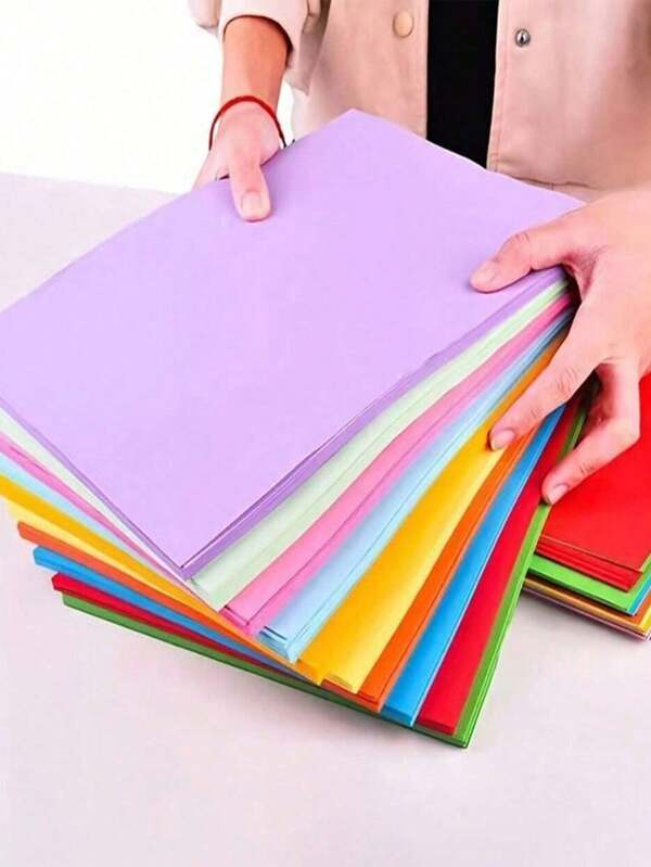 100 Folhas de Papel Colorido, 10 Cores Variadas, Adequado para Cópias Coloridas, Impressão, Origami e Artesanato, Suprimentos Escolares, Volta às Aulas