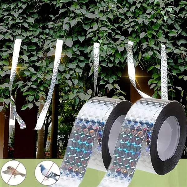 2165-Inch Reflective Anti-Bird Tape - Double-Sided Holographic Bird Repellent Suitable For Yards, Fruit Trees And Flowers, Visual And Auditory Pest Control With Plastic, 100% Premium Quality, Reflective Surface, Outdoor Bird Deterrent