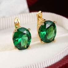 Cubic Zirconia Decor Earrings - Yellow Gold - View 15