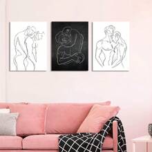 1pc/3PCS Wall Arts Posters Optional Frame Modern Wall Art Canvas Painting Bedroom Home Decoration Gay Gift Poster Men Kiss Embrace Love Prints Abstract Lines Simple