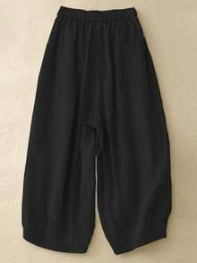 Comfortable Leisure Linen High-Waist Stretch Autumn/Summer Trousers With Draping Effect