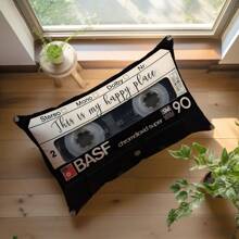 MEMNUN 1 Stück/2 Stücke Vintage Kassetten-Tape "Dies ist mein glücklicher Ort" bedruckter dekorativer Kissenbezug [ohne Kissenfüllung], 30*50cm/40*60cm, [einseitig Muster] Polyester Kissenbezug für Sofa, Bett, Wohnzimmer, Schlafzimmer, Auto, Büro, Hotel Dekoration, perfektes Geschenk für Familie und Freunde, für alle Jahreszeiten