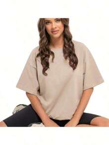 Kit 2 Fitness T-Shirts Strong Training Gym Academy Blouse T-Shirt Women's Men's Oversized T-Shirt Shirt 100% Premium Cotton - Màu Khaki - Xem 2