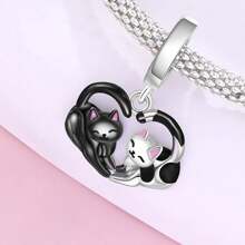 CYCUFF 1 Pc Silver Plated Fine Charm Black Cat Raccoon Butterfly Pendant For Original Bracelet Necklace DIY Jewelry Making Fit Women Birthday Gift
