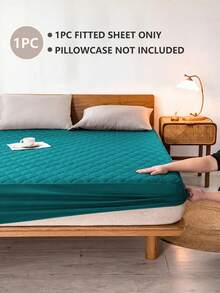 1pc Waterproof Quilted Fitted Sheet Protector Mattress Cover Set, Fits Full/Queen/King Sized Beds, Soft, Machine Washable, Removable - Green - View 3