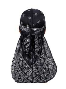 Men's Silk Durag Print Wave Cap, Fashion Headwrap, Comfortable & Breathable For Running, Cycling, Hiking, Camping, Casual Pirate Hat Pirate Hat Pirate Costume