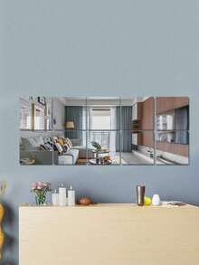 2/4/8片装，尺寸可选：40cm*40cm、20cm*20cm、30cm*30cm 或 30cm*34cm，镜面墙贴，全身镜，适用于家庭、卧室，自粘软镜面，亚克力材质，经久耐用且防碎 - 彩色 - 查看 6