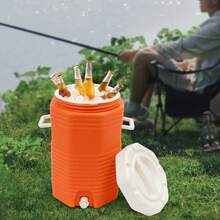 4-Gallon PU Insulated Beverage Cooler With 48-Hour Ice Retention, Stackable & Portable For Parties & Outdoors - Orange - View 5