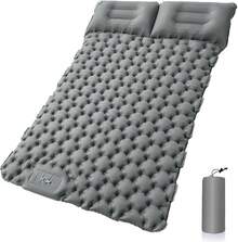 Colchoneta Camping Doble Autohinchable, Esterilla Acampar Plegable Hinchable con Almohadas, Colchón Impermeable Matrimonial, para Mochileros, Senderismo (Gris) - Doble Gris Oscuro - Ver 3