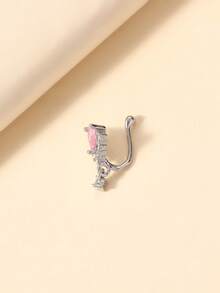 1 件时尚非穿孔心形水钻装饰鼻夹，适合女士情人节、妈妈、母亲、母亲节、礼物 - 彩色 - 查看 3