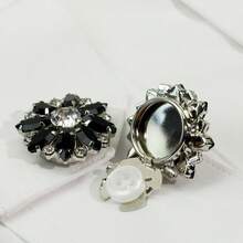 1pc Nút bao khuy măng sét cho nam nữ, Nút bao cho áo sơ mi tuxedo, Đế đồng + Hoa đá giả, Nút trang trí cho đồ thủ công, Vỏ nút bao phụ kiện lạ mắt cho doanh nghiệp Tiệc hàng ngày Quà tặng đám cưới - Hoa - Xem 12