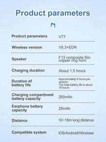 V77 Gaming Earphones 5.2 Wireless Smart Noise-Proof Low Latency Low Power Consumption In-Ear Led Earphones With Compatibility