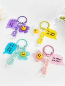 1 buah Gantungan Kunci Wajah Tersenyum Lucu Akrilik Baru, Aksesori Dekorasi Berlapis Pernis Segar, Cocok untuk Casing/Tas Ponsel, Hadiah untuk Teman, Pacar, Anak Perempuan - MultiWarna - View 1